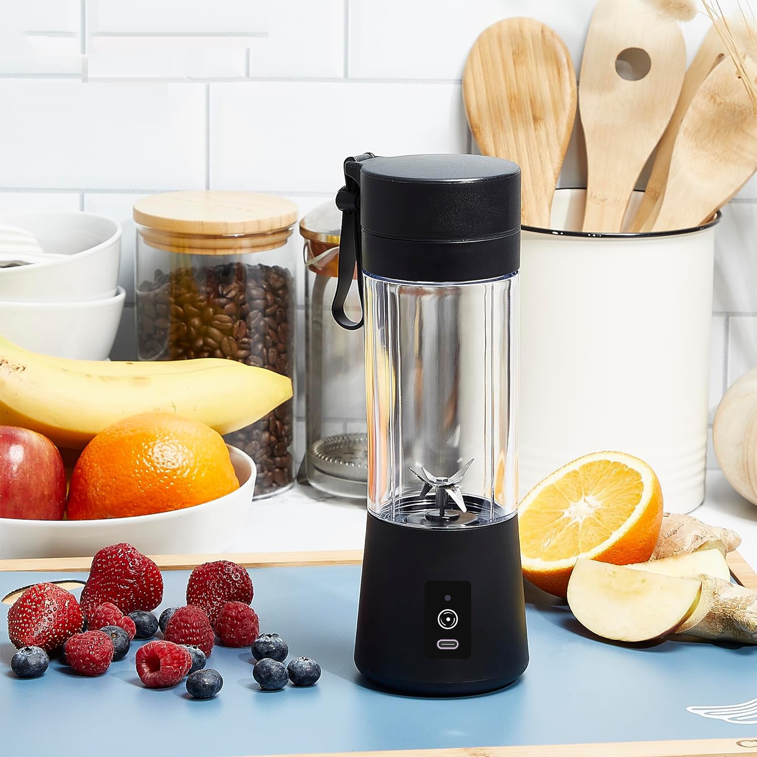 Kitchen Appliances - メーカー人気商品、家庭用小型キッチン家電、6枚刃、充電式、ポータブルブレンダー、USB充電式、380ml