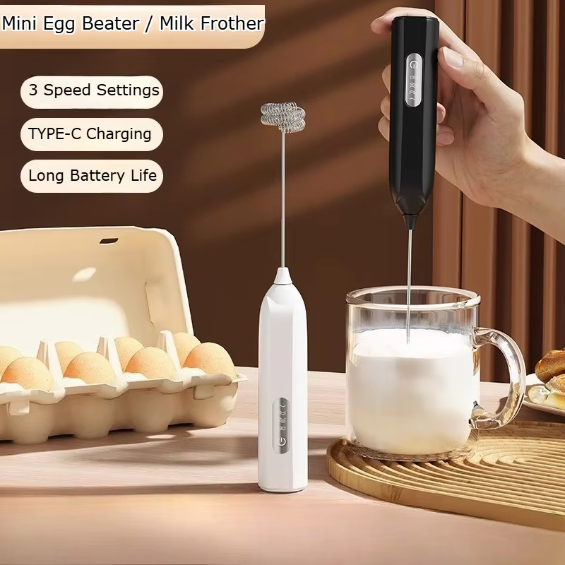 Portable Blender Usb Rechargeable - 電動ミルクフォーマー、USB充電式、泡立て器、3段階速度調整機能付き、コーヒー用ミキサー、クリーム泡立て器