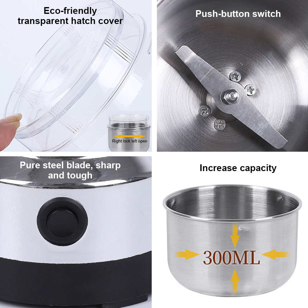電動コーヒーミル、ステンレス製スパイスミル、ペッパーミル、家 - Coffee Bean Grinder Electric のレビューと価格