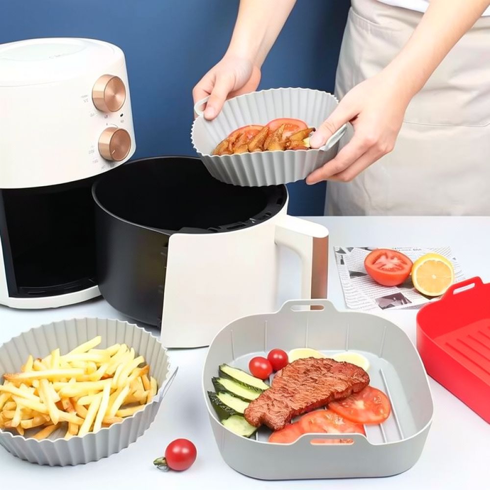 再利用可能な正方形のシリコン製ライナー。エアフライヤー用、焦 - Air Fryer Silicone Pot Liner のレビューと価格